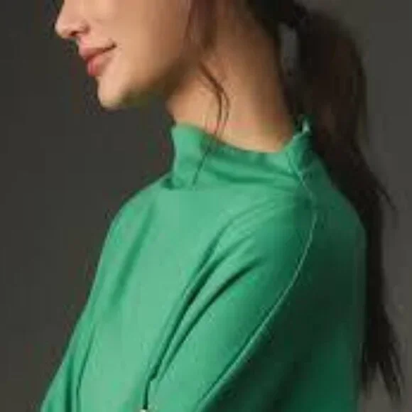Daily Practice by Anthropologie Long Sleeve Mock Neck Mini Dress Green, Size S - Picture 2 of 11